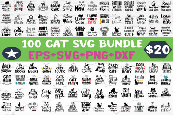 100 Cat SVG Bundle: Graphics for Crafts & Web