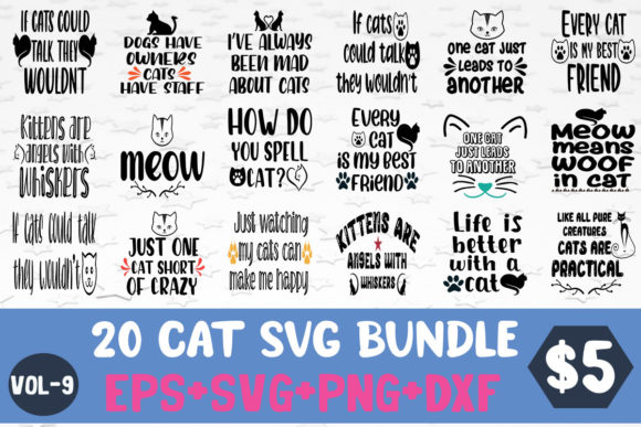 20 Cat SVG Bundle: Graphics & Crafts for Publishers
