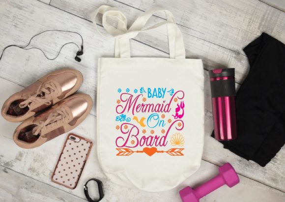 Baby Mermaid on Board Svg: Graphics for Crafts