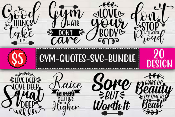 Gym Quotes SVG Bundle: Editorial Assets for Fitness Blogs