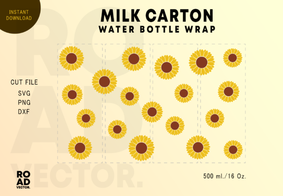Sunflower Seamless Bottle Wrap: Graphics & Print Templates