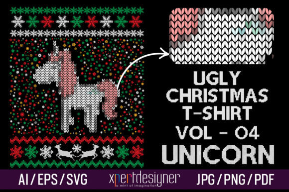 Ugly Christmas Unicorn Graphics for T-Shirt Designs