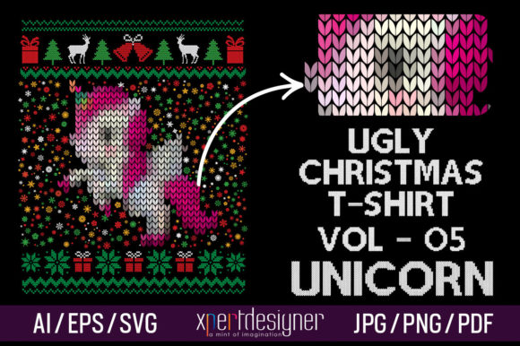 Ugly Christmas Unicorn Graphics & T-Shirt Designs