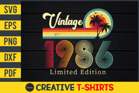 Vintage 1986 Limited Edition Graphics & Print Templates