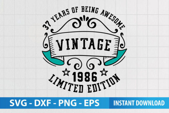 Vintage 37 Years Celebration Graphics & Print Templates