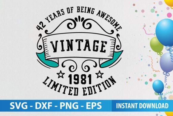 Vintage 42 Years Celebration Graphics & Print Templates