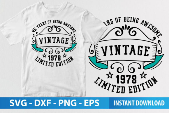 Vintage 45 Years Celebration Graphics & Print Templates