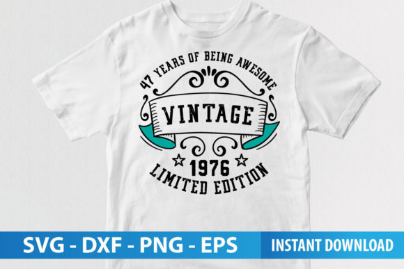 Vintage 47 Years Celebration Graphics & Print Templates